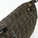 FENDI Zucca Canvas Hand Bag Black Brown Auth 177235-8