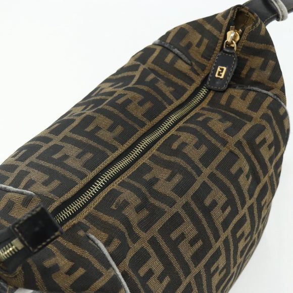 FENDI Zucca Canvas Hand Bag Black Brown Auth 177235