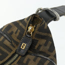 FENDI Zucca Canvas Hand Bag Black Brown Auth 177235-9