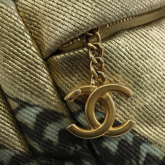 CHANEL Graphic Backpack Coated Canvas Gold CC Auth 177236SM