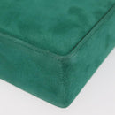 Christian Dior Chain Shoulder Bag Suede Green Gold Auth 177237A-11