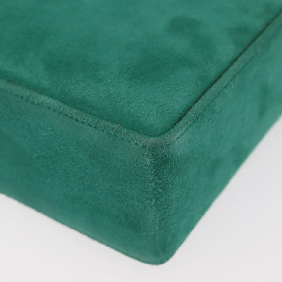 Christian Dior Chain Shoulder Bag Suede Green Gold Auth 177237A