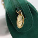 Christian Dior Chain Shoulder Bag Suede Green Gold Auth 177237A-14