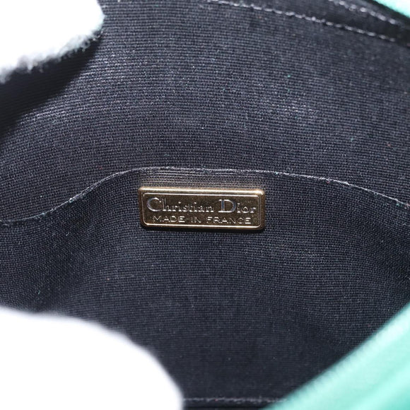 Christian Dior Chain Shoulder Bag Suede Green Gold Auth 177237A