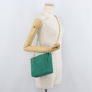 Christian Dior Chain Shoulder Bag Suede Green Gold Auth 177237A-20