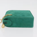 Christian Dior Chain Shoulder Bag Suede Green Gold Auth 177237A-6