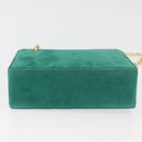 Christian Dior Chain Shoulder Bag Suede Green Gold Auth 177237A-9