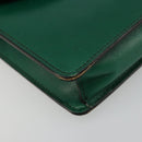 CELINE Chain Shoulder Bag Leather Green Gold Auth 177238A-15