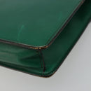 CELINE Chain Shoulder Bag Leather Green Gold Auth 177238A-16