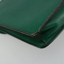 CELINE Chain Shoulder Bag Leather Green Gold Auth 177238A-9