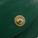 CELINE Chain Shoulder Bag Leather Green Gold Auth 177238A-17