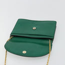 CELINE Chain Shoulder Bag Leather Green Gold Auth 177238A-18