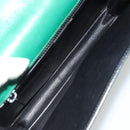 CELINE Chain Shoulder Bag Leather Green Gold Auth 177238A-10