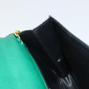 CELINE Chain Shoulder Bag Leather Green Gold Auth 177238A-20