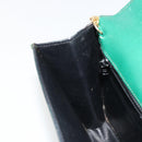 CELINE Chain Shoulder Bag Leather Green Gold Auth 177238A-21