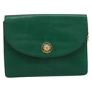 CELINE Chain Shoulder Bag Leather Green Gold Auth 177238A-13