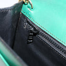 CELINE Chain Shoulder Bag Leather Green Gold Auth 177238A-22