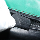CELINE Chain Shoulder Bag Leather Green Gold Auth 177238A-12