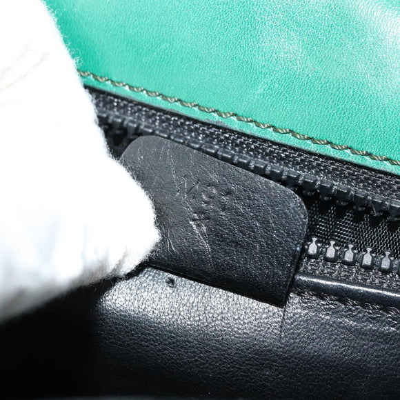 CELINE Chain Shoulder Bag Leather Green Gold Auth 177238A