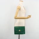 CELINE Chain Shoulder Bag Leather Green Gold Auth 177238A-24