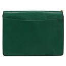 CELINE Chain Shoulder Bag Leather Green Gold Auth 177238A-2