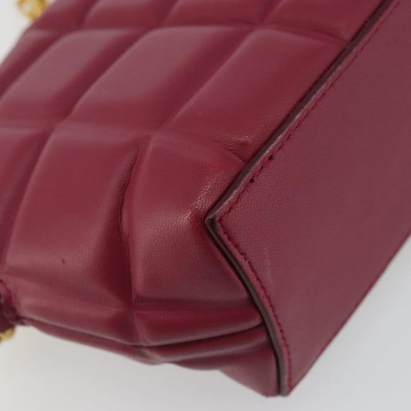 BOTTEGA VENETA Padded Half Moon Chain Bag Leer Bordeaux Goud Origineel 177240A