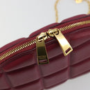 BOTTEGA VENETA Padded Half Moon Chain Bag Leer Bordeaux Goud Origineel 177240A-10