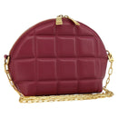 BOTTEGA VENETA Padded Half Moon Chain Bag Leer Bordeaux Goud Origineel 177240A-1