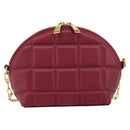 BOTTEGA VENETA Padded Half Moon Chain Bag Leer Bordeaux Goud Origineel 177240A-13