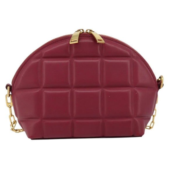 BOTTEGA VENETA Padded Half Moon Chain Bag Leer Bordeaux Goud Origineel 177240A