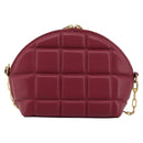 BOTTEGA VENETA Padded Half Moon Chain Bag Leer Bordeaux Goud Origineel 177240A-2