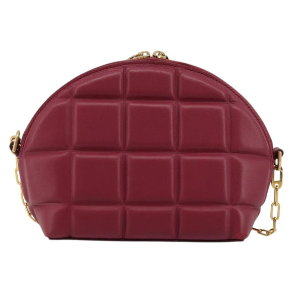 BOTTEGA VENETA Padded Half Moon Chain Bag Leer Bordeaux Goud Origineel 177240A