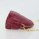 BOTTEGA VENETA Padded Half Moon Chain Bag Leer Bordeaux Goud Origineel 177240A-3