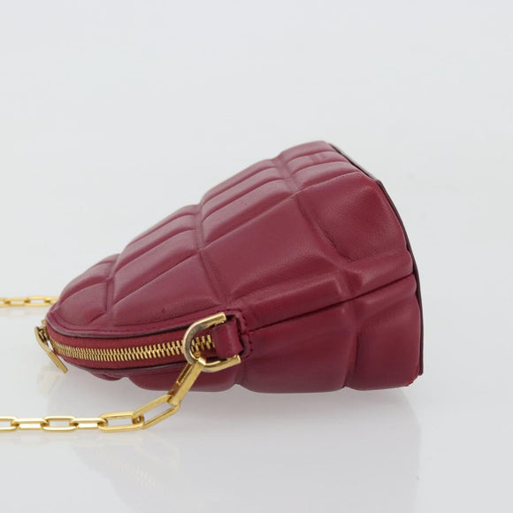 BOTTEGA VENETA Padded Half Moon Chain Bag Leer Bordeaux Goud Origineel 177240A