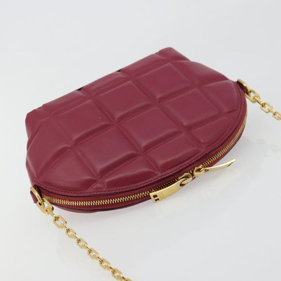BOTTEGA VENETA Padded Half Moon Chain Bag Leer Bordeaux Goud Origineel 177240A