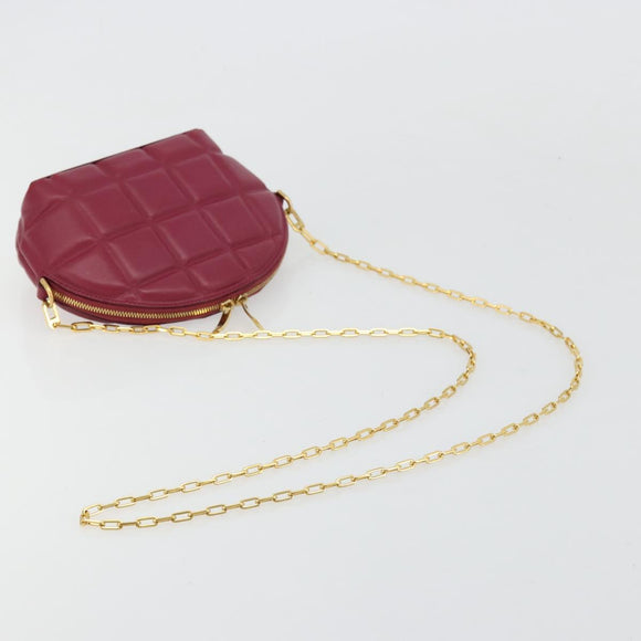 BOTTEGA VENETA Padded Half Moon Chain Bag Leer Bordeaux Goud Origineel 177240A