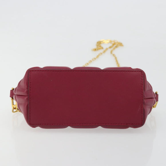 BOTTEGA VENETA Padded Half Moon Chain Bag Leer Bordeaux Goud Origineel 177240A