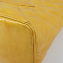 CHANEL Standard Tote Bag Patent leather Yellow CC Auth 177242-9