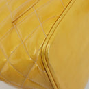 CHANEL Standard Tote Bag Patent leather Yellow CC Auth 177242-14