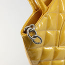 CHANEL Standard Tote Bag Patent leather Yellow CC Auth 177242-10