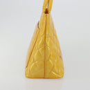 CHANEL Standard Tote Bag Patent leather Yellow CC Auth 177242-3