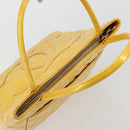 CHANEL Standard Tote Bag Patent leather Yellow CC Auth 177242-6