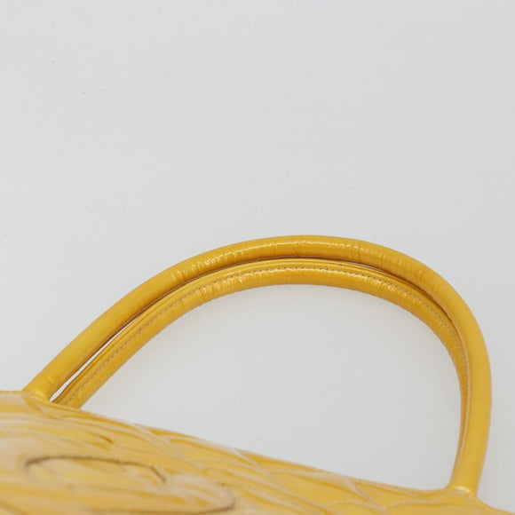 CHANEL Standard Tote Bag Patent leather Yellow CC Auth 177242