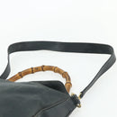 GUCCI Bamboo Shoulder Bag Leather 2way Black Gold Auth 177243-10