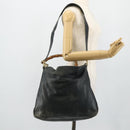 GUCCI Bamboo Shoulder Bag Leather 2way Black Gold Auth 177243-23