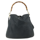 GUCCI Bamboo Shoulder Bag Leather 2way Black Gold Auth 177243-3