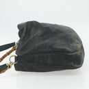 GUCCI Bamboo Shoulder Bag Leather 2way Black Gold Auth 177243-4