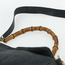 GUCCI Bamboo Shoulder Bag Leather 2way Black Gold Auth 177243-8