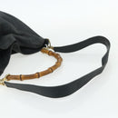 GUCCI Bamboo Shoulder Bag Leather 2way Black Gold Auth 177243-9