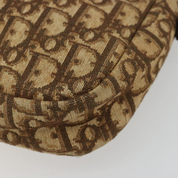 Christian Dior Trotter Canvas Shoulder Bag Brown Gold Auth 177248A